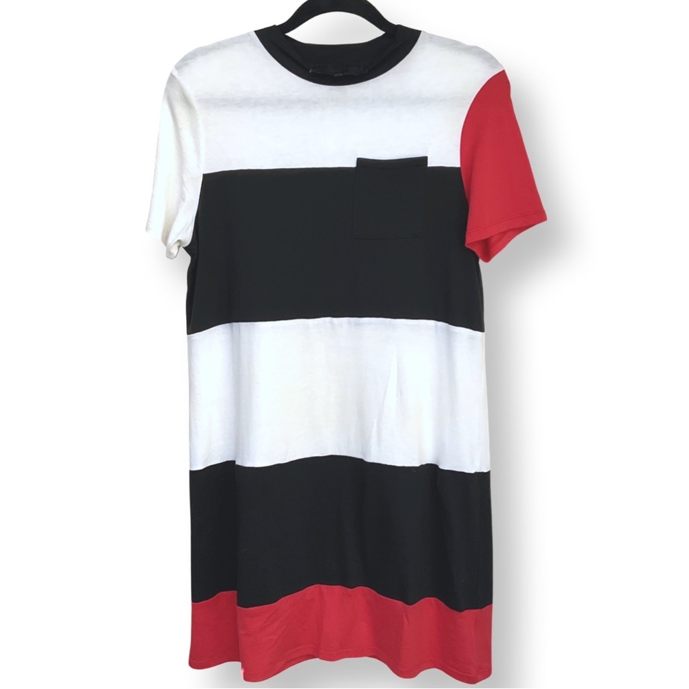[ KENDALL & KYLIE ] Dramatic Red, White, and Black Color Band TShirt Dress : SM